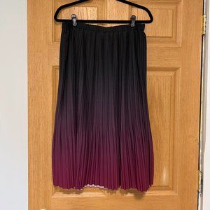 Banana Republic Factory Dip Dyed Pleated Midi Skirt, Beet Root, M